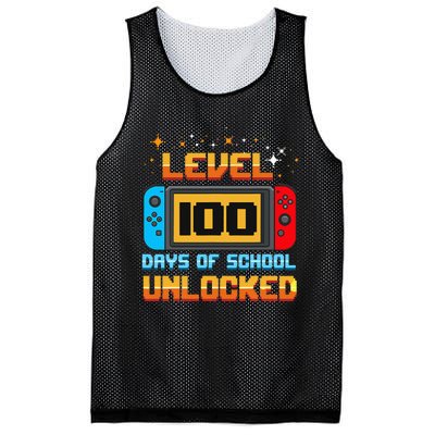 Level 100 Days Of School Unlocked Gamer Funny 100th Day Mesh Reversible Basketball Jersey Tank