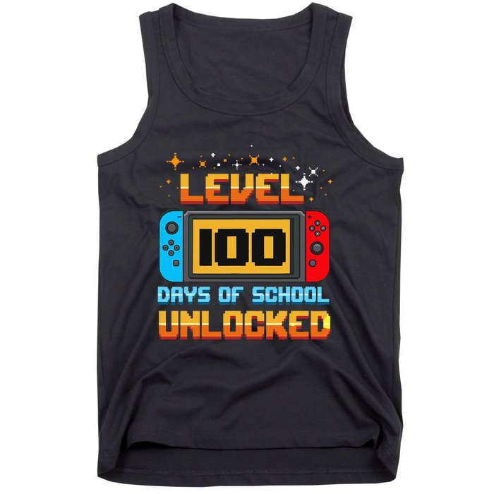 Level 100 Days Of School Unlocked Gamer Funny 100th Day Tank Top