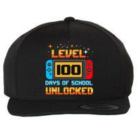 Level 100 Days Of School Unlocked Gamer Funny 100th Day Wool Snapback Cap