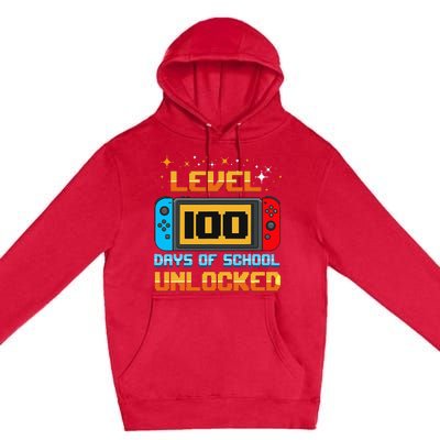 Level 100 Days Of School Unlocked Gamer Funny 100th Day Premium Pullover Hoodie