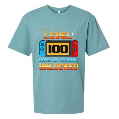 Level 100 Days Of School Unlocked Gamer Funny 100th Day Sueded Cloud Jersey T-Shirt