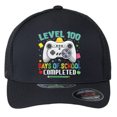 Level 100 Day's Of School Funny Completed Flexfit Unipanel Trucker Cap