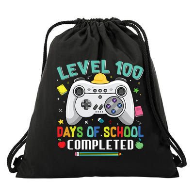 Level 100 Day's Of School Funny Completed Drawstring Bag