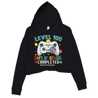 Level 100 Day's Of School Funny Completed Crop Fleece Hoodie