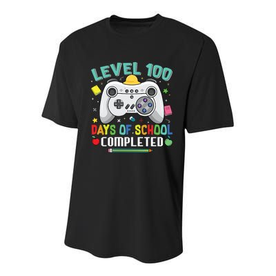 Level 100 Day's Of School Funny Completed Youth Performance Sprint T-Shirt