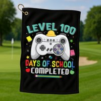 Level 100 Day's Of School Funny Completed Golf Towel