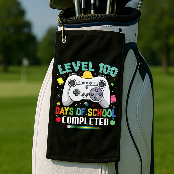 Level 100 Day's Of School Funny Completed Golf Towel