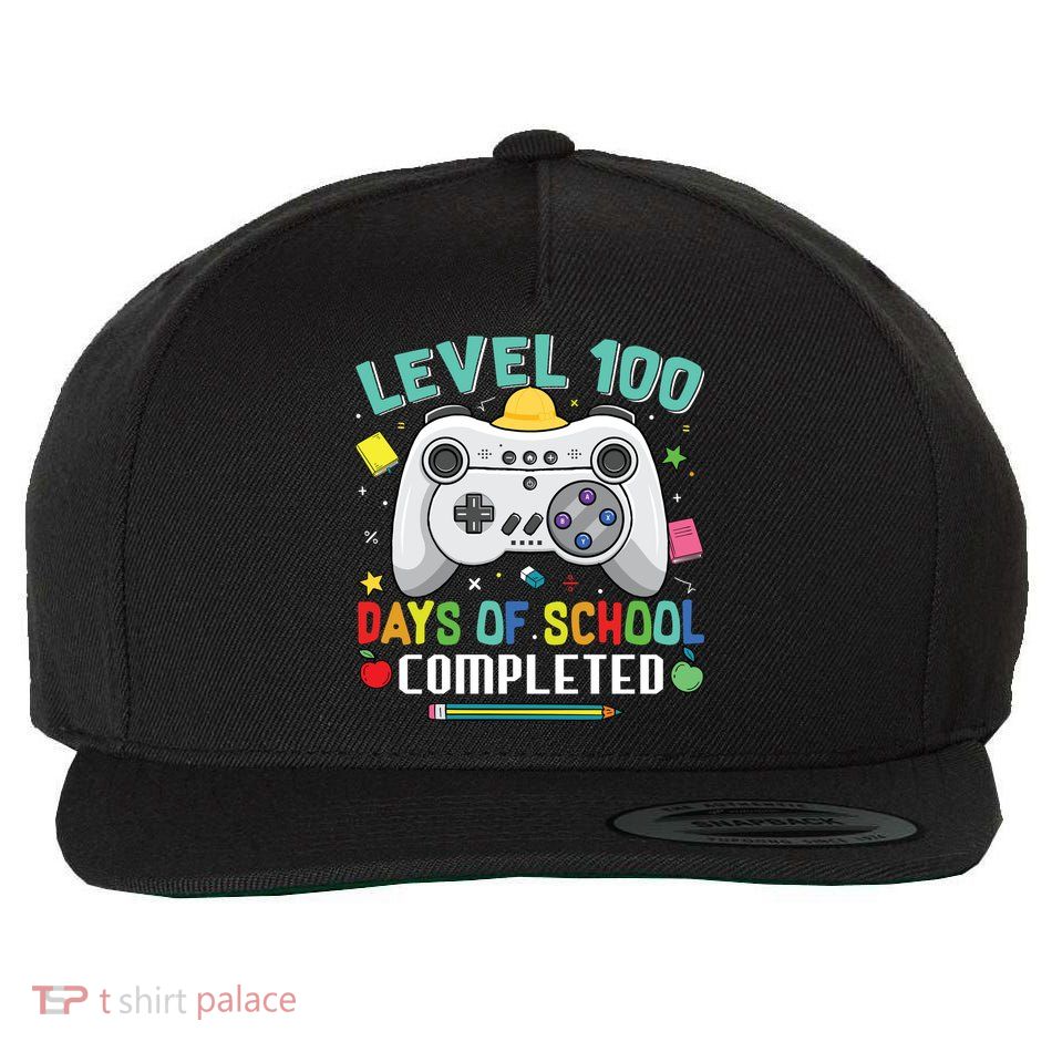 Level 100 Day's Of School Funny Completed Wool Snapback Cap