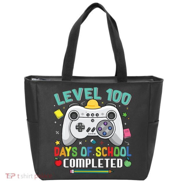 Level 100 Day's Of School Funny Completed Zip Tote Bag