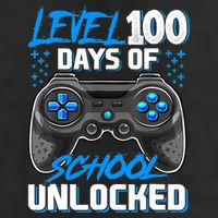 Level 100 Days Of School Unlocked Gamer Video Games Boys 7 Panel Mesh Trucker Snapback Hat