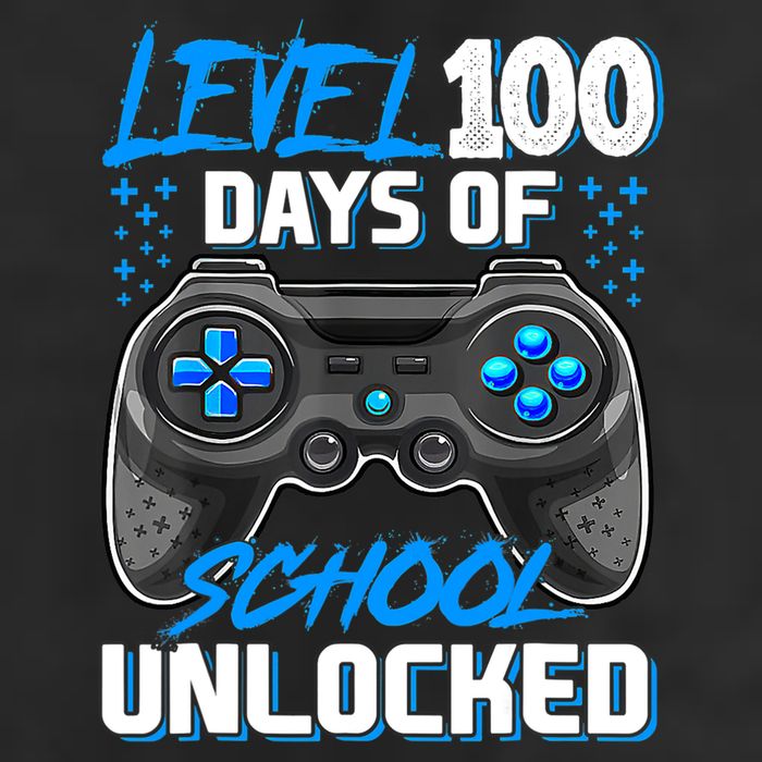 Level 100 Days Of School Unlocked Gamer Video Games Boys 7 Panel Mesh Trucker Snapback Hat
