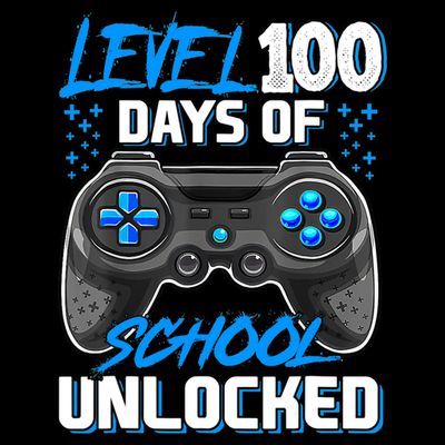 Level 100 Days Of School Unlocked Gamer Video Games Boys T-Shirt