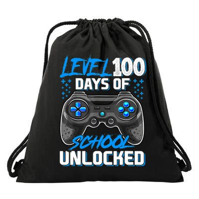 Level 100 Days Of School Unlocked Gamer Video Games Boys Drawstring Bag