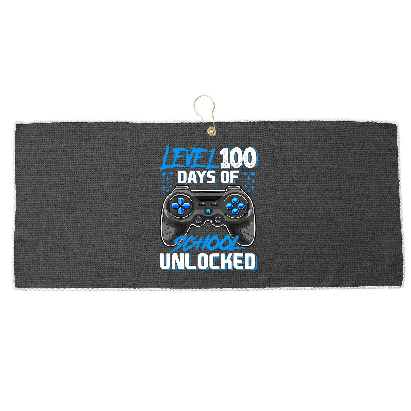Level 100 Days Of School Unlocked Gamer Video Games Boys Large Microfiber Waffle Golf Towel