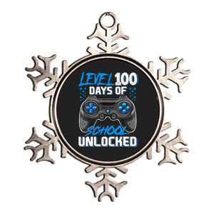 Level 100 Days Of School Unlocked Gamer Video Games Boys Metallic Star Ornament