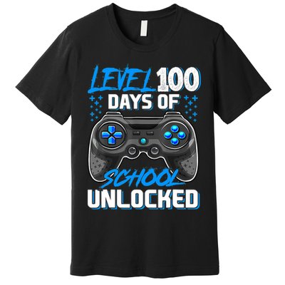 Level 100 Days Of School Unlocked Gamer Video Games Boys Premium T-Shirt