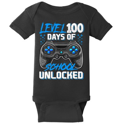 Level 100 Days Of School Unlocked Gamer Video Games Boys Baby Bodysuit