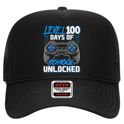 Level 100 Days Of School Unlocked Gamer Video Games Boys Trucker Hat