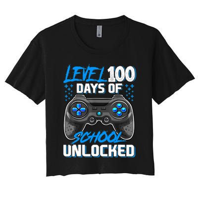 Level 100 Days Of School Unlocked Gamer Video Games Boys Crop Top