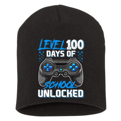 Level 100 Days Of School Unlocked Gamer Video Games Boys Short Acrylic Beanie