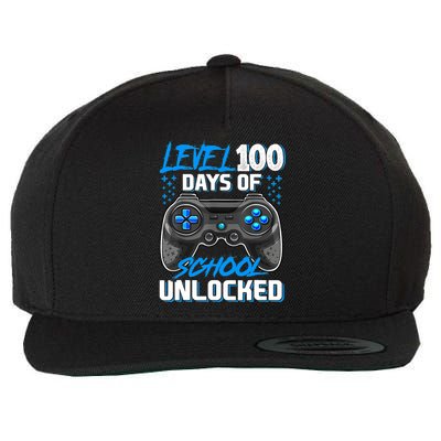 Level 100 Days Of School Unlocked Gamer Video Games Boys Wool Snapback Cap