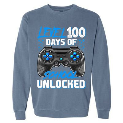 Level 100 Days Of School Unlocked Gamer Video Games Boys Garment-Dyed Sweatshirt