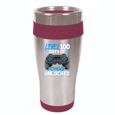 Level 100 Days Of School Unlocked Gamer Video Games Boys 16oz Travel Tumbler