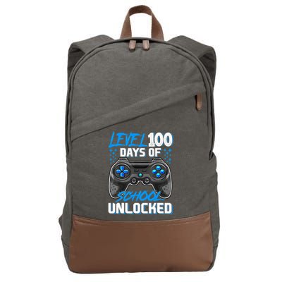 Level 100 Days Of School Unlocked Gamer Video Games Boys Cotton Canvas Backpack