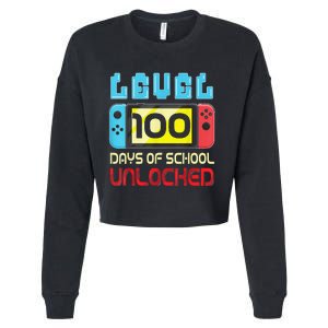 Level 100 Days Of School Unlocked Gamer Video Games Cropped Pullover Crew