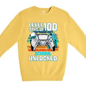 Level 100 Days Of School Unlock Teacher Student Boys Gamer Premium Crewneck Sweatshirt