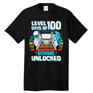 Level 100 Days Of School Unlock Teacher Student Boys Gamer Tall T-Shirt