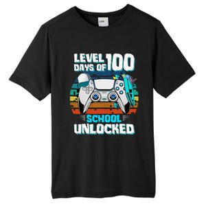 Level 100 Days Of School Unlock Teacher Student Boys Gamer Tall Fusion ChromaSoft Performance T-Shirt