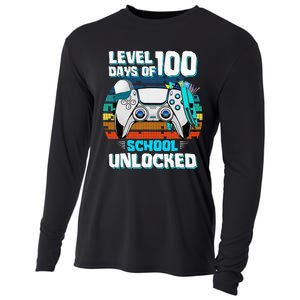 Level 100 Days Of School Unlock Teacher Student Boys Gamer Cooling Performance Long Sleeve Crew