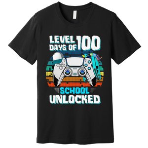 Level 100 Days Of School Unlock Teacher Student Boys Gamer Premium T-Shirt