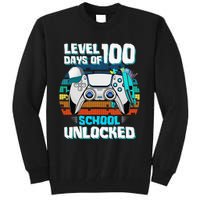 Level 100 Days Of School Unlock Teacher Student Boys Gamer Tall Sweatshirt