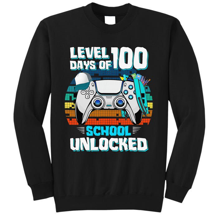 Level 100 Days Of School Unlock Teacher Student Boys Gamer Tall Sweatshirt