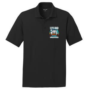 Level 100 Days Of School Unlock Teacher Student Boys Gamer PosiCharge RacerMesh Polo