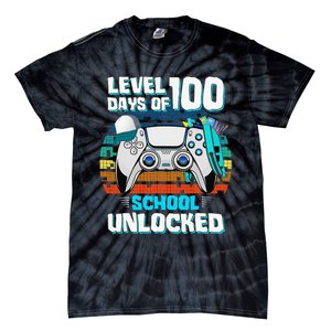 Level 100 Days Of School Unlock Teacher Student Boys Gamer Tie-Dye T-Shirt