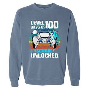 Level 100 Days Of School Unlock Teacher Student Boys Gamer Garment-Dyed Sweatshirt