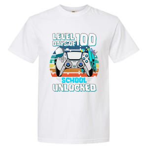 Level 100 Days Of School Unlock Teacher Student Boys Gamer Garment-Dyed Heavyweight T-Shirt