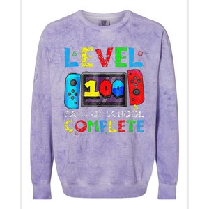 Level 100 Days Of School Complete Gamer Video Games Colorblast Crewneck Sweatshirt