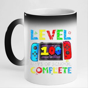 Level 100 Days Of School Complete Gamer Video Games 11oz Black Color Changing Mug