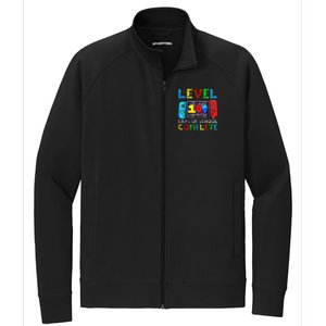 Level 100 Days Of School Complete Gamer Video Games Stretch Full-Zip Cadet Jacket