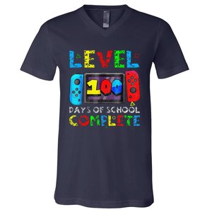 Level 100 Days Of School Complete Gamer Video Games V-Neck T-Shirt