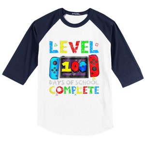 Level 100 Days Of School Complete Gamer Video Games Baseball Sleeve Shirt