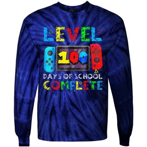 Level 100 Days Of School Complete Gamer Video Games Tie-Dye Long Sleeve Shirt