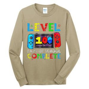 Level 100 Days Of School Complete Gamer Video Games Tall Long Sleeve T-Shirt