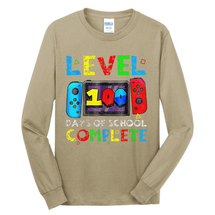 Level 100 Days Of School Complete Gamer Video Games Tall Long Sleeve T-Shirt