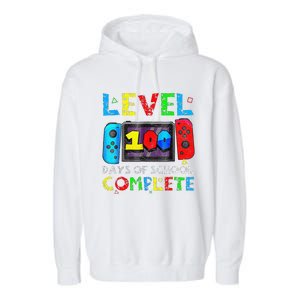 Level 100 Days Of School Complete Gamer Video Games Garment-Dyed Fleece Hoodie