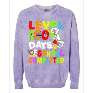 Level 100 Days Of School Completed Funny 100th Day Gaming Colorblast Crewneck Sweatshirt